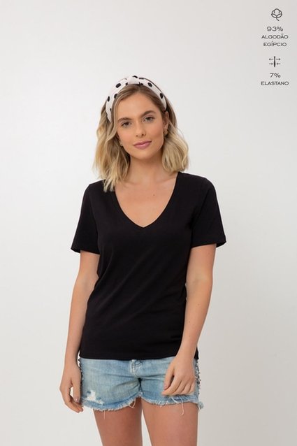 T-Shirt Comfy Algodão Egípcio Decote V