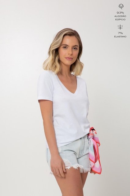 T-Shirt Comfy Algodão Egípcio Decote V