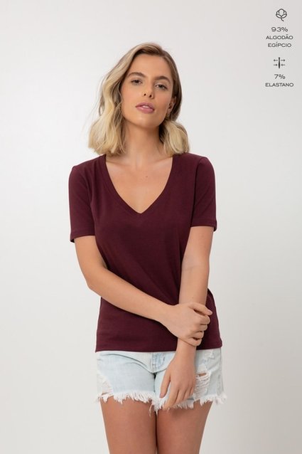 T-Shirt Comfy Algodão Egípcio Decote V