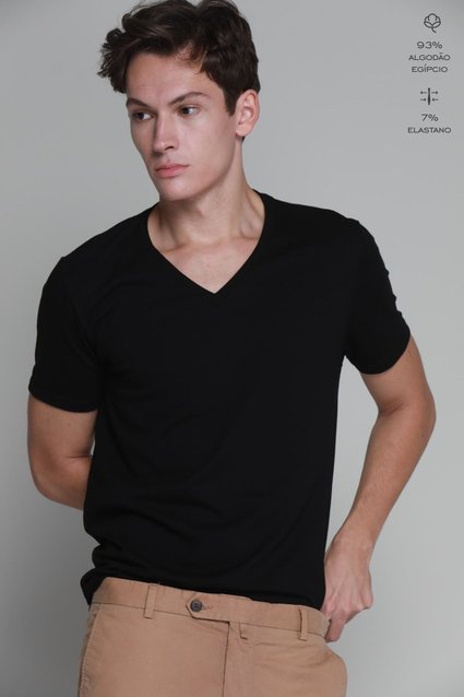 Camiseta Básica Algodão Egípcio Gola V