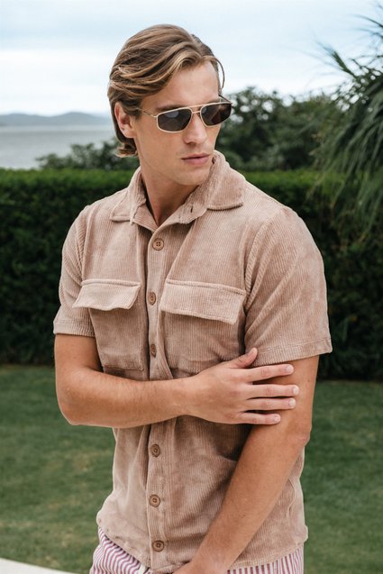 Overshirt Veludo Cotelê Manga Curta