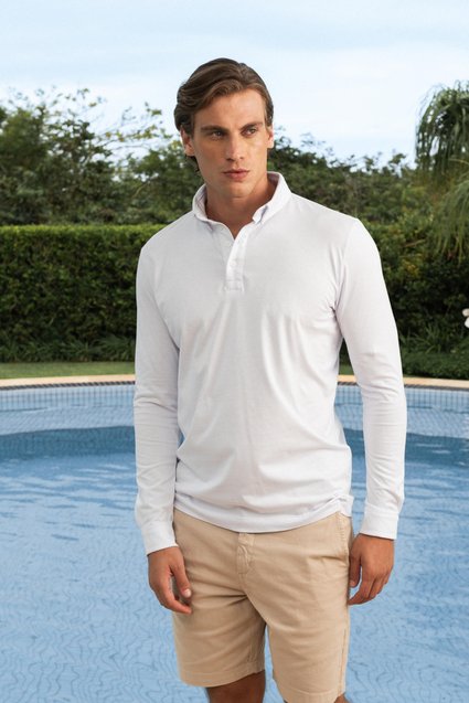 Camisa Polo Pima Leve Manga Longa