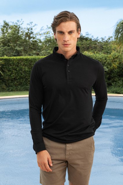 Camisa Polo Pima Leve Manga Longa