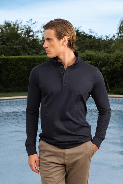 Camisa Polo Pima Leve Manga Longa