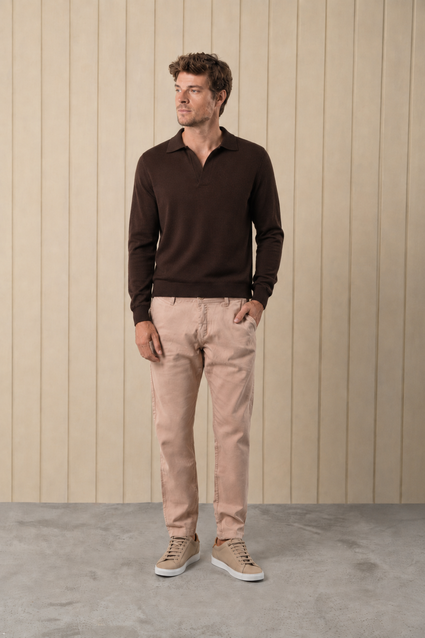 Polo Manga Longa Micro Tricot Gola Italiana