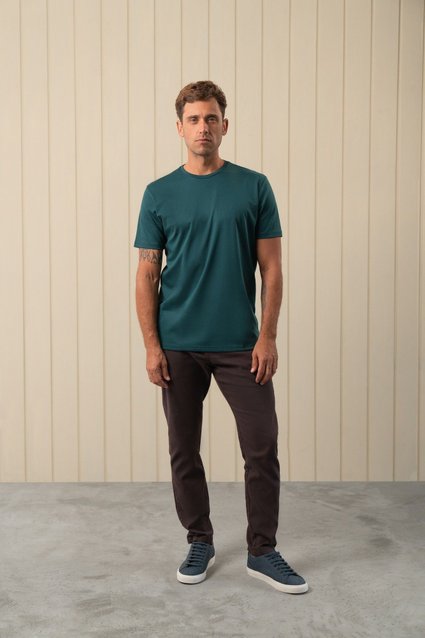 Camiseta Algodão Pima com Elastano Gola C